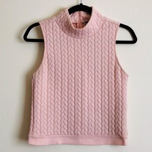 Chelsea28 Pink Textured Sleeveless Turtleneck XS